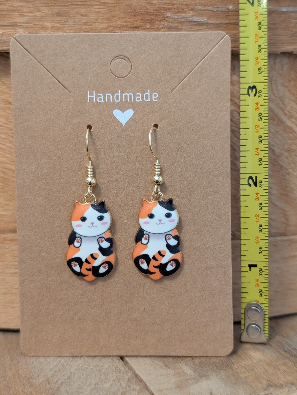 Cat Enamel Metal Earrings NEW